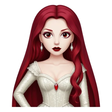Bride of Dracula with long dark red hair, ivory sequin outfit sticker