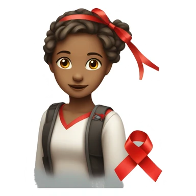 cute girl with a red ribbon on her head sticker