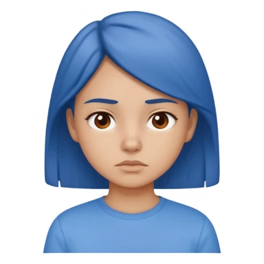 girl in a blue shirt looking uninterested sticker