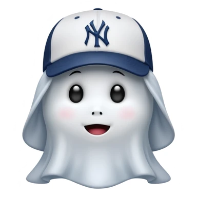 Cute little ghost wearing New York Yankees cap sticker