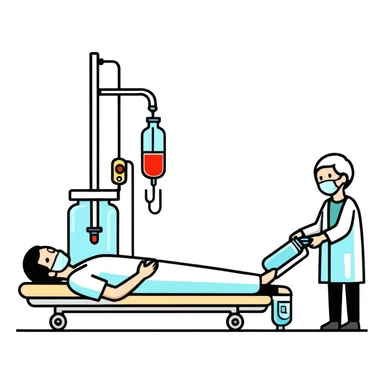 Patient giving intravenous fluids to a patient sticker