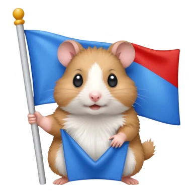 a hamster holding a white-blue-red flag emoji sticker