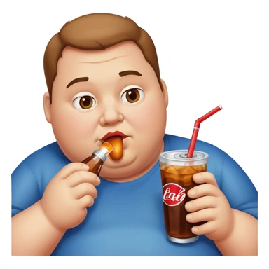 Obese man drinking soda  sticker