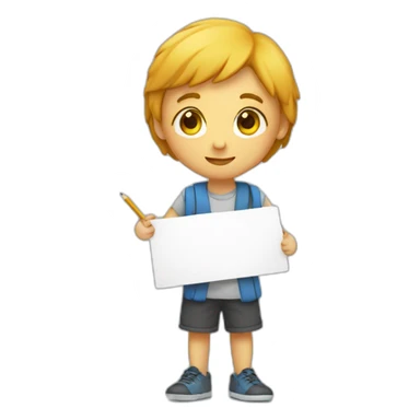 Student holding rectangle paper with pencil sticker