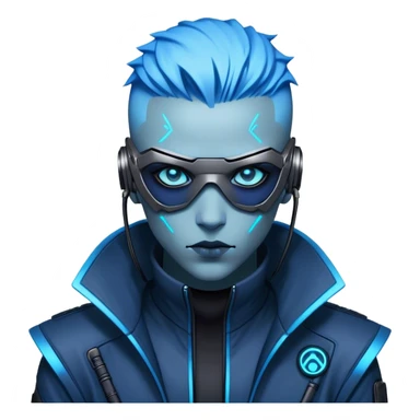 cyberpunk style blue neon hacker sticker