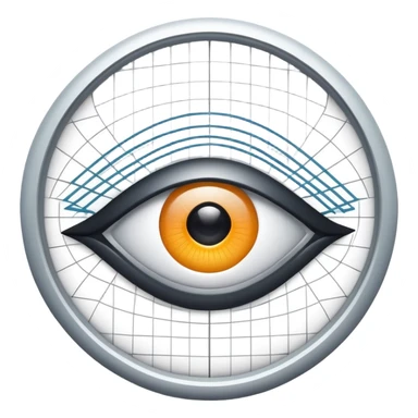 Create a sleek, modern icon representing a UI/UX design team:

 The icon features a stylized eye combined with a digital interface grid. Inside the eye, include subtle hints of a cursor arrow and layout wireframes, suggesting interaction and design thinking.  sticker