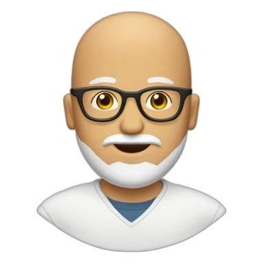 Bald head, wearing glasses, beard sticker
