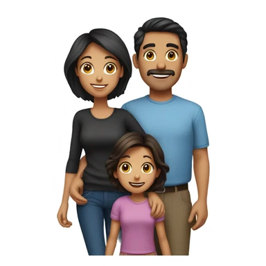 A dark haired family of 5, mom and dad, 2 young daughter and teenage a son.  sticker