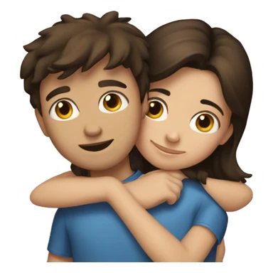 Brunette girl hugging a brunette boy sticker