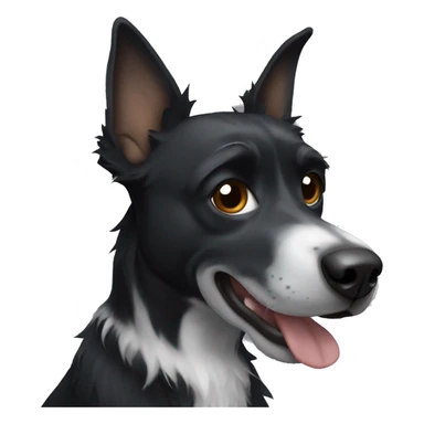 black scraggly dog with white on chest and pointy ears sticker