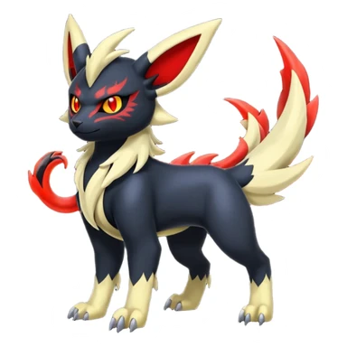Handsome cool badass edgy Absol-Litten-Umbreon-Giratina-Yveltal-Pokémon-Fakémon-fusion-hybrid-creature, full body sticker