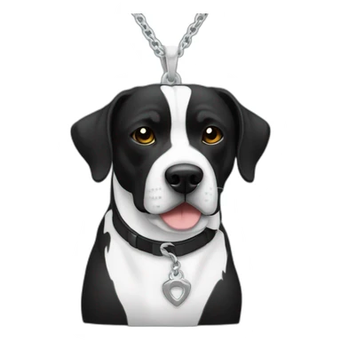 Un staffi noir avec un trait blanc sur la tête avec des tache de brunger sur c'est patte arrière avec un collier ver se nomment ugette sticker