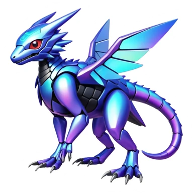  exotic shiny colorful futuristic modern cyber-Fakémon-Digimon-Trico-Vernid-creature sticker