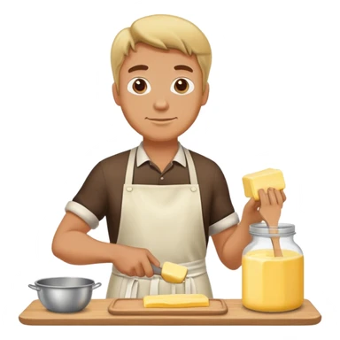 Man making butter sticker