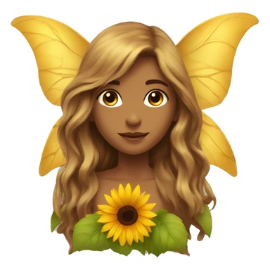 big wings, sunflower, Beautiful, fairy, gold, brown, long hair sticker