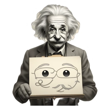 happy albert einstein draws chart on the drawing board sticker