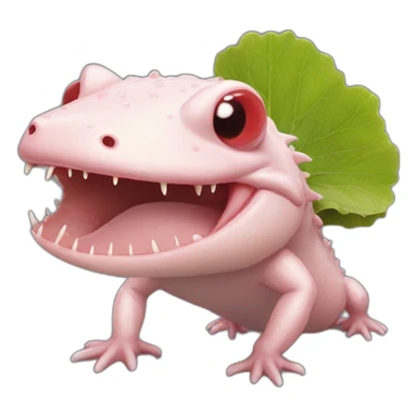 Axolotl eating with a fox méat sticker