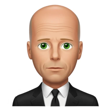 Bruce Willis with green eyes, black Oscar suit sticker
