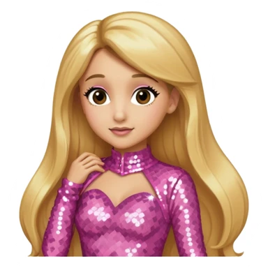 Ariana Grande with long golden blonde hair,  pink sequin outfit sticker