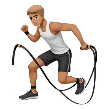 man stepping on resistance band sticker