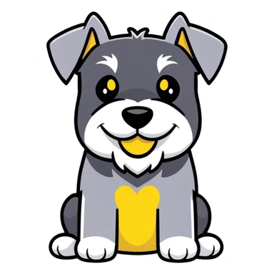Schnauzer with emoji smiling face sticker