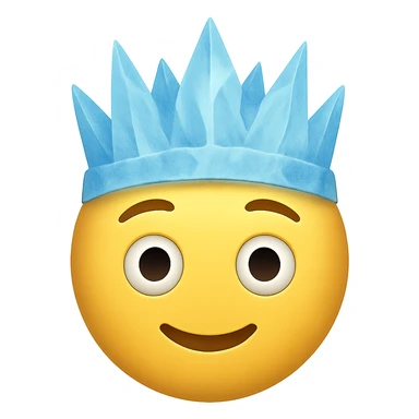 face with blue ice crown emoji, digital illustration sticker