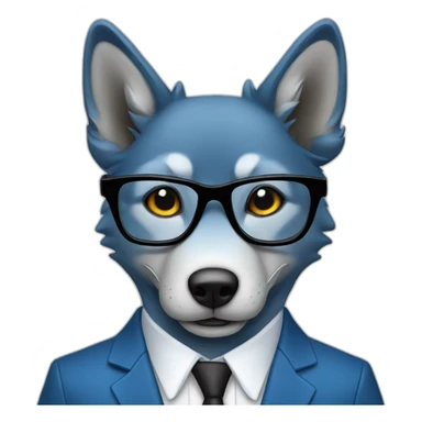 Blue wolf wearing glasses and suit sticker