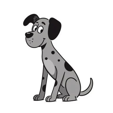 Blue Great Dane with a sparkly bow on its ear, hand-drawn cute style sticker