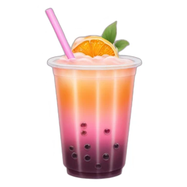 Bubble tea dégradé rose orange sticker
