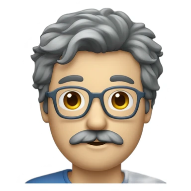 Hombre pelo gris bigote gris gafas azul oscuro  sticker