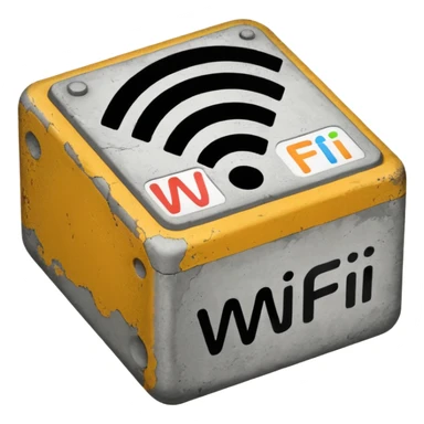 A Block saying "wifi" lying on a street sticker