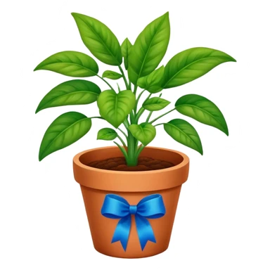 Award-winning plant with blue ribbon in a garden pot sticker