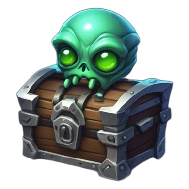 alien corrupted chest futuristic roguelike rpg style inspired by hearthstone sticker