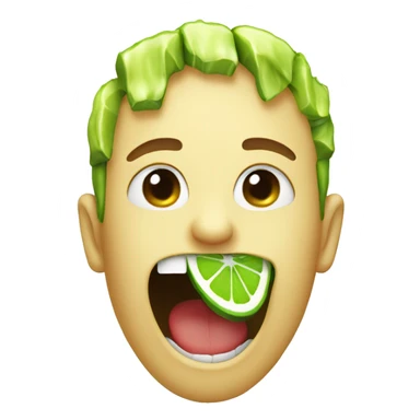 Green Mouth biting into sliced lime with teeth showing  sticker