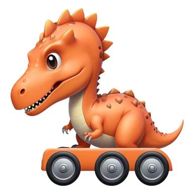 a dinosaur head on wheels that is peach colored sticker