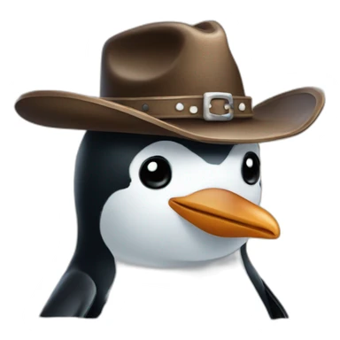 penguin in a cowboy hat sticker