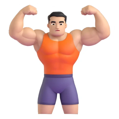 Man flexing muscles showing off sticker