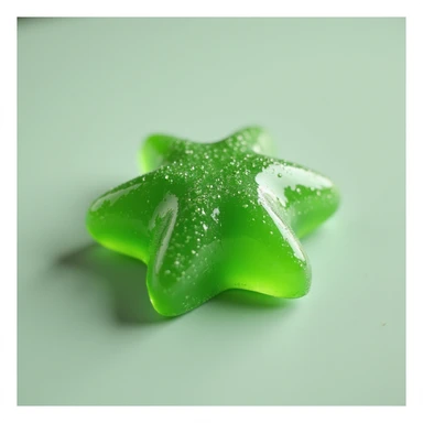 realistic green candy shaped like a star, photorealistic style sticker