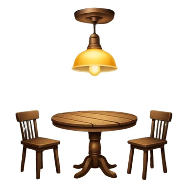 A dark room  with old table and over light  sticker