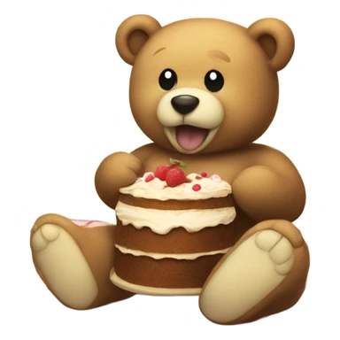 teddy bear sitting on a picnic blanket eating cake  sticker