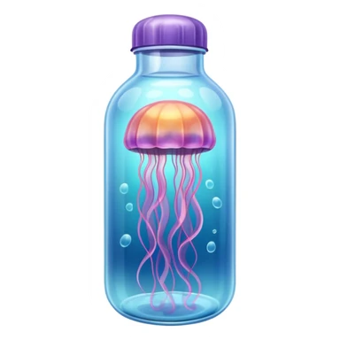 sea jellyfish stuck plastic bottle sticker