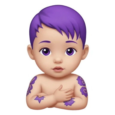 baby with purple tattoo sticker