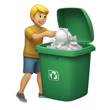 Throwing a crushed paper ball into a trash can sticker