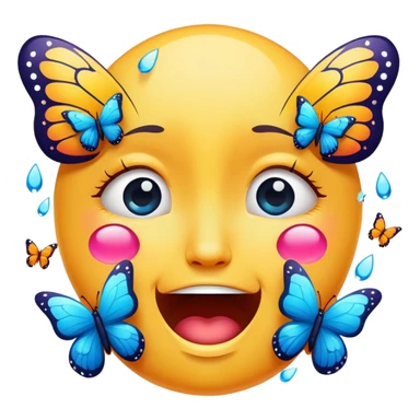 Happy crying face with butterflies  sticker