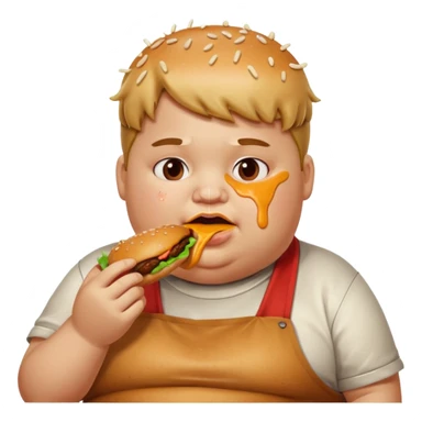 Fat kid eating food sticker