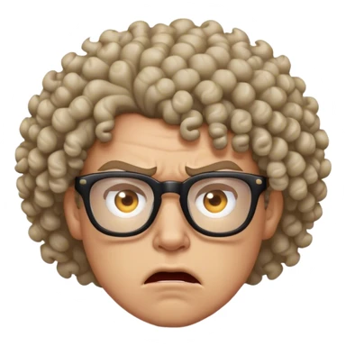 Angry curly head with glasses sticker