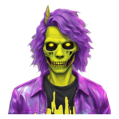 .Zombie_ Vaporwave black holographic oilslick zombie unicorn yellow caution tape and a vinyl sticker