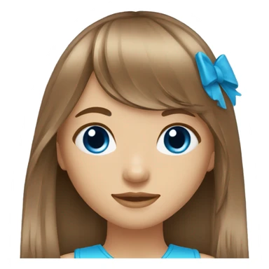 rainbow brown long hair fringe girl with blue eyes sticker