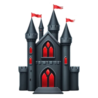 iOS sticker, dark castle, black walls, red windows, minimal fantasy sticker