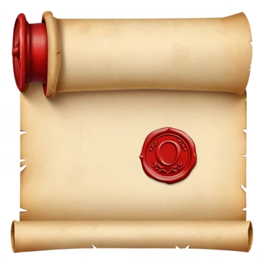 old rolled parchment scroll with wax seal sticker